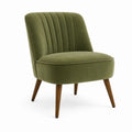Polstersessel Olivgrün mit Polyester-Samtbezug und Massivholzbeinen 68 x 75 x 82 cm
