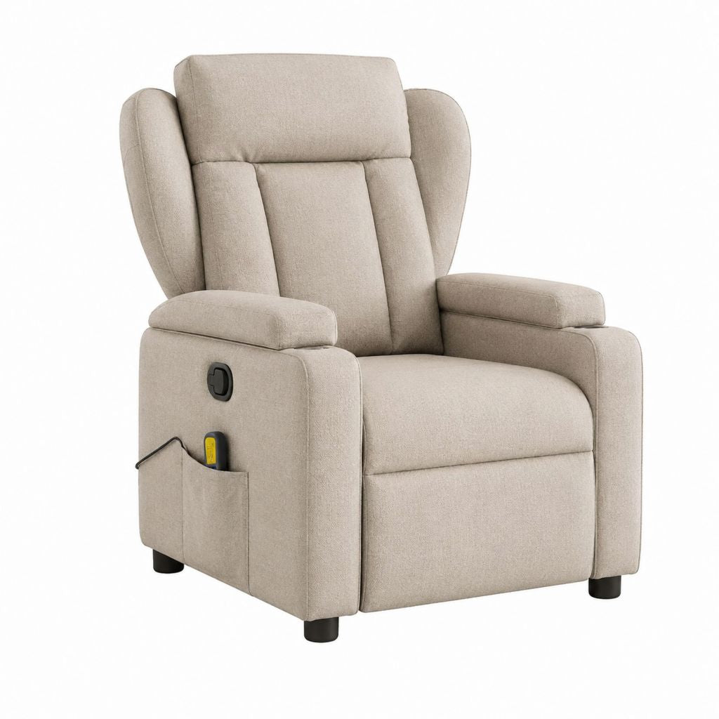 Elektrischer Relaxsessel beige mit Polyesterbezug und Liegefunktion 88 x 92 x 103 cm