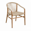 Sessel Natur aus massivem Teakholz mit Papierkordel rund 56 x 61 x 78 cm