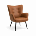 Ohrensessel Braun mit PU-Kunstlederbezug und Stahlbeinen 75 x 82 x 101 cm