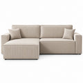 Ecksofa mit Recamiere links Beige Polyester-Cord 250 x 160 x 85 cm