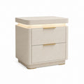 Nachttisch mit LED-Beleuchtung Beige Polyesterbezug rechteckig 50 x 45 x 55 cm