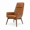 Hochlehner-Sessel Cognac PU-Kunstleder mit Massivholzgestell 72 x 82 x 105 cm