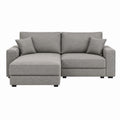 Ecksofa mit Recamiere Grau Polyester L-Form 220 x 145 x 85 cm