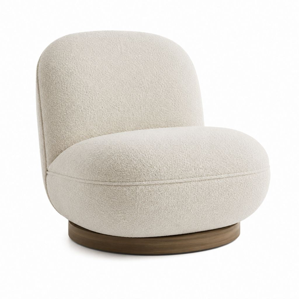 Drehsessel Creme Bouclé-Polyester rund 83 x 82 x 84 cm
