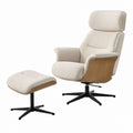 Drehsessel mit Hocker Creme Polyester Bouclé Sperrholz Stahlgestell 74 x 85 x 112 cm