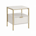 Nachttisch mit Schublade Weiß Gold MDF und Stahl rechteckig 45 x 45 x 60 cm