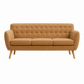3-Sitzer Sofa Cognac aus Polyester mit Knopfheftung gerade Form 200 x 85 x 85 cm