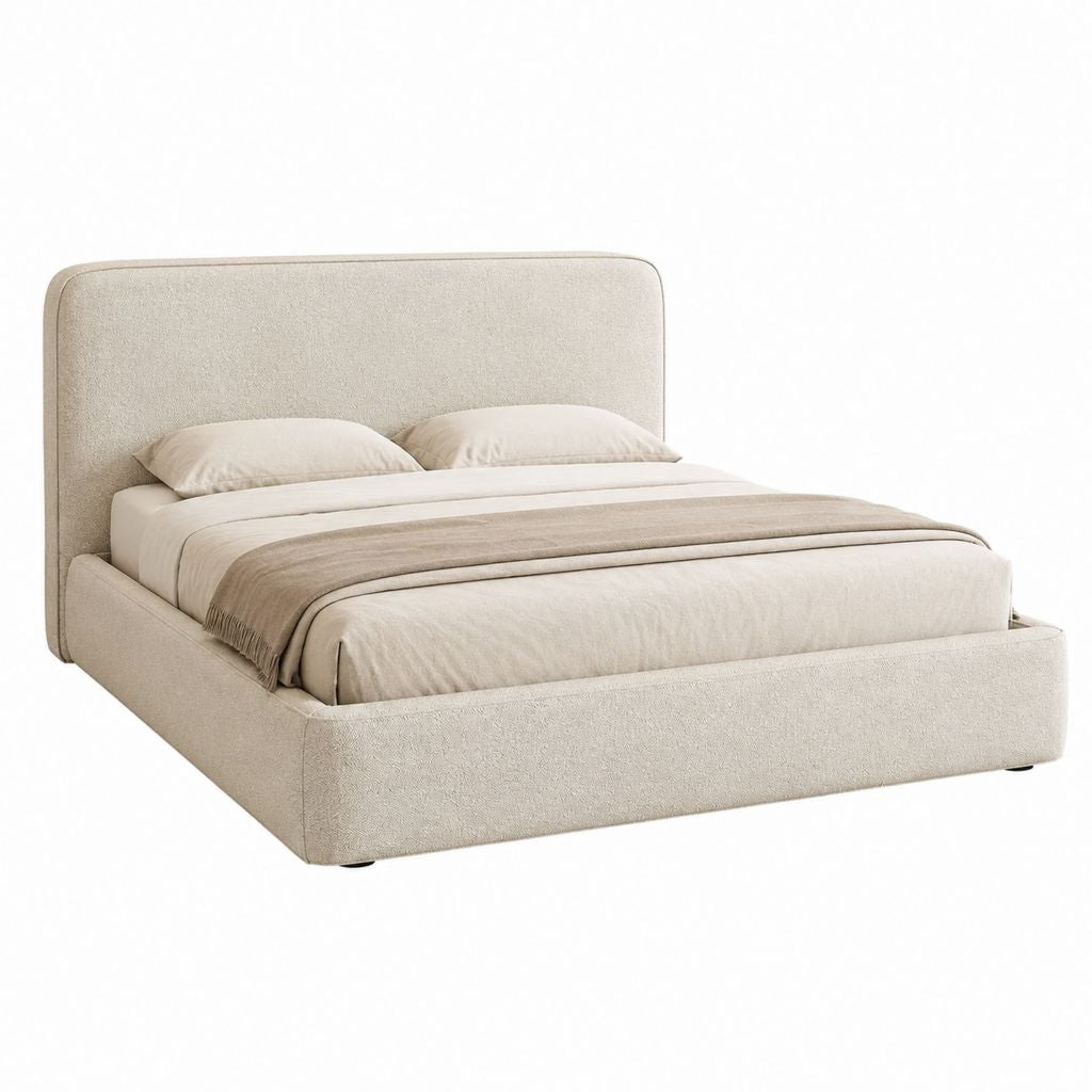 Polsterbett mit Stauraum Beige Polyester-Bouclé rechteckig 160 x 200 cm