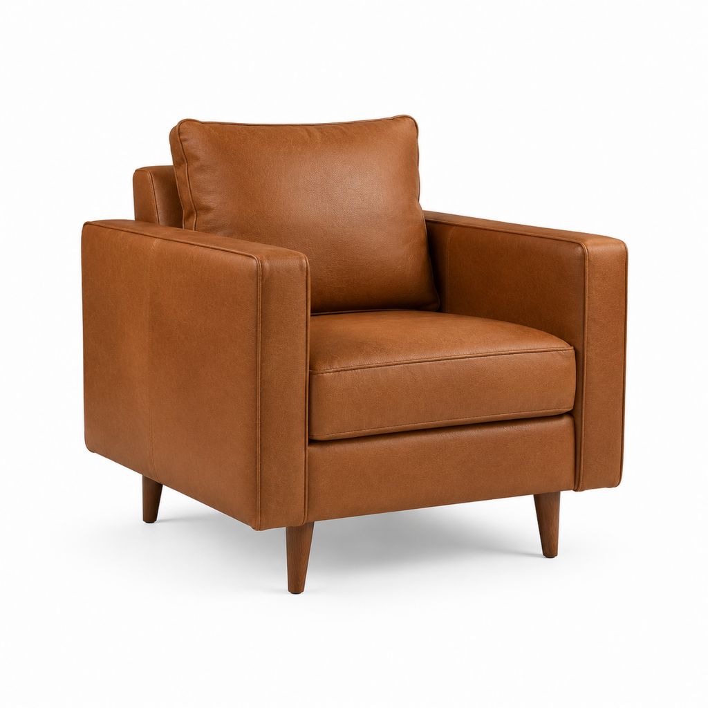 Wohnzimmersessel braun aus PU-Kunstleder rechteckig 90 x 85 x 88 cm