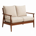 2-Sitzer Sofa Beige mit Polyesterbezug und Massivholzgestell 130 x 76 x 82 cm